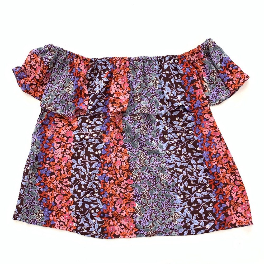 Maeve Floral Print Off The Shoulder Top Size S - Picture 7 of 8
